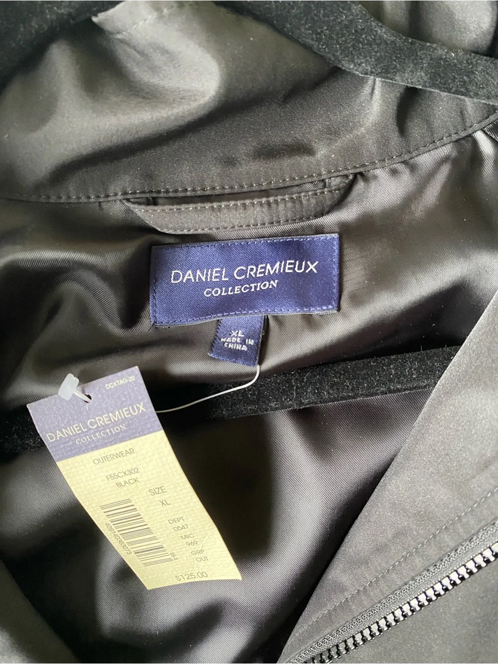 NWT Daniel Cremieux Collection Black Water Resistant Zip Jacket Coat Men’s XL